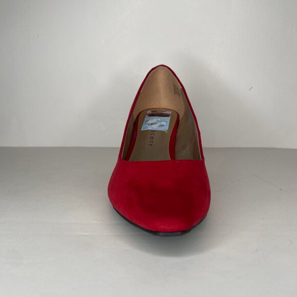 Karen Scott Red Faux Suede Pointed Toe Kitten Heel Pumps Soft Step Sz 8 - Picture 3 of 11